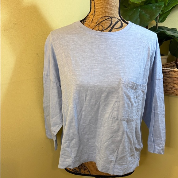 Whistles Tops - Whistles Pale Blue Pocket Tee